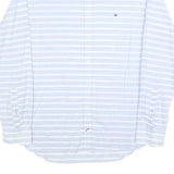 TOMMY HILFIGER Mens Blue & White Striped Shirt L Button-Down Collar Casual