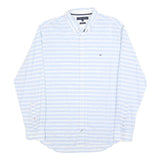 TOMMY HILFIGER Mens Blue & White Striped Shirt L Button-Down Collar Casual