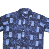 X9 Mens Blue Hawaiian Shirt XL Casual Floral Tiki Print Summer Short Sleeve