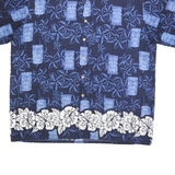 X9 Mens Blue Hawaiian Shirt XL Casual Floral Tiki Print Summer Short Sleeve