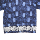 X9 Mens Blue Hawaiian Shirt XL Casual Floral Tiki Print Summer Short Sleeve