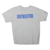 CHAMPION Mens Grey & Blue Southeastern Graphic T-Shirt L Short Sleeve Crew Neck