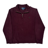 Polo By Ralph Lauren 1/4 Zip - Large Burgundy Cotton