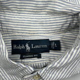 Ralph Lauren Striped Short Sleeve Shirt - Large Blue Cotton