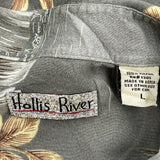 Hollis River Floral Hawaiian Shirt - Large Grey Cotton