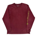 Carhartt Long Sleeve T-Shirt - Large Burgundy Cotton