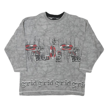 JINGLES Mens Grey Cotton Blend Crew Neck M Sweatshirt Graphic Text Print