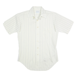 BELGRAVE SQUARE Mens White Striped Shirt M Classic Button Short Sleeve