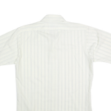 BELGRAVE SQUARE Mens White Striped Shirt M Classic Button Short Sleeve