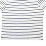POLO RALPH LAUREN Mens White & Navy Striped Short Sleeve Polo Shirt L Cotton