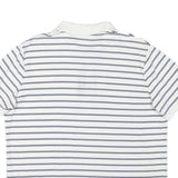 POLO RALPH LAUREN Mens White & Navy Striped Short Sleeve Polo Shirt L Cotton
