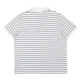 POLO RALPH LAUREN Mens White & Navy Striped Short Sleeve Polo Shirt L Cotton