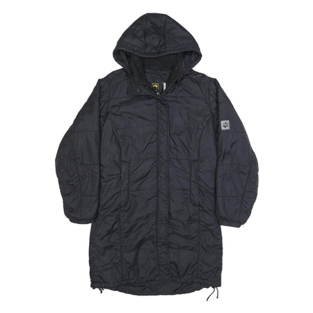 JACK WOLFSKIN Womens Black Outdoor Jacket UK 8 Polyamide Hooded Zip Long Sleeve