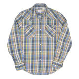 LEVI'S Mens Blue & Yellow Checked Cotton Shirt M Long Sleeve Button Closure