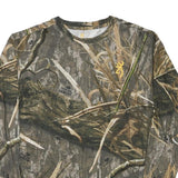 BROWNING Mens Green Camouflage Long Sleeve Crew Neck Cotton Blend S T-Shirt