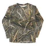 BROWNING Mens Green Camouflage Long Sleeve Crew Neck Cotton Blend S T-Shirt