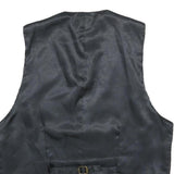 GATSBY INTERNATIONAL Mens Black Leather Button Jacket XL Waistcoat Plain Smooth