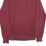 TOMMY HILFIGER Mens Maroon Pullover Plain Crew Neck Basic Knit M Cotton Blend