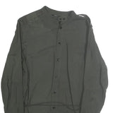 G STAR Womens Dark Green Basic Shirt Long Sleeve Button Neck S Cotton Blend