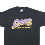 JERZEES Mens Black Dragon Baseball Graphic T-Shirt L Short Sleeve Crew Neck