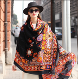 Anyyou 100% Merino Wool Orange Multipatterns Silk Satin Large Winter Scarf Pashmina Shawl Bandana Perfect For Women Ladies Fashion Style