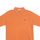 BURBERRY Mens Orange Short Sleeve Plain S Polo Shirt Cotton Blend Classic