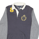 TOMMY HILFIGER Mens Blue & Grey Collared M Long Sleeve Sweatshirt Rugby Style