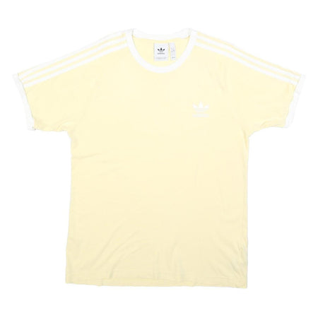 ADIDAS Mens Yellow & White Modern T-Shirt L Short Sleeve Crew Neck Sportswear
