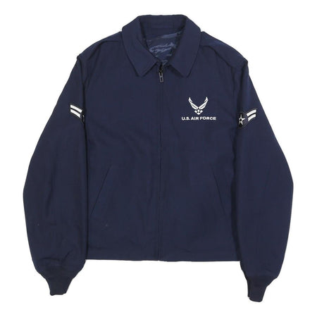 DEFENSE LOGISTICS AGENCY Womens Blue Wool Blend Zip Jacket L Air Force Style