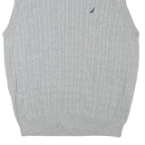 NAUTICA Mens Grey Cable Knit Jumper Sleeveless V-Neck Cotton Blend XL