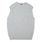 NAUTICA Mens Grey Cable Knit Jumper Sleeveless V-Neck Cotton Blend XL