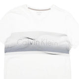 CALVIN KLEIN Mens White Grey Graphic T-Shirt S V-Neck Short Sleeve Classic Fit