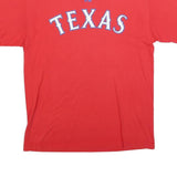 MAJESTIC Mens Red Texas Graphic T-Shirt L Short Sleeve Crew Neck Classic Cotton