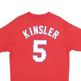 MAJESTIC Mens Red Texas Graphic T-Shirt L Short Sleeve Crew Neck Classic Cotton