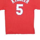 MAJESTIC Mens Red Texas Graphic T-Shirt L Short Sleeve Crew Neck Classic Cotton