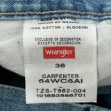 Wrangler Carpenter Shorts - 35W 10L Blue Cotton