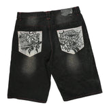 Embroidered Unbranded Baggy Denim Shorts - 37W 12L Black Denim