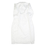 Womens White Plain Day Dress Polyester Long Sleeve Midi M Elegant Simple