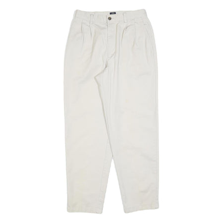 DOCKERS Womens Cotton Blend White Relaxed Straight Trousers W26 L28 Casual Zip