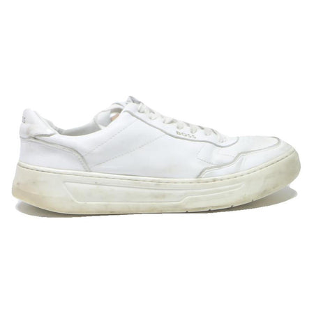 BOSS Mens White Leather Trainers UK 7 Casual Everyday Premium Comfort