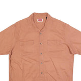 WRANGLER Mens Terracotta Short Sleeve Cotton Blend Shirt L Casual Lightweight