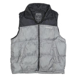 AVIREX Mens Black & Grey Puffer Jacket L Polyester Zip Outdoor Casual Vest