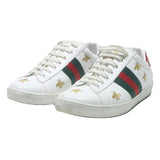 GUCCI Ace Womens Leather Sneaker White Green & Red UK 6 Embroidered Bee Star