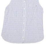TOMMY HILFIGER Womens Blue White Stripe Sleeveless Shirt M Cotton Blend Casual