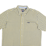 CHAPS Mens Yellow & Blue Checked Cotton Blend Shirt L Button Down Pocket