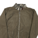 Mens Brown Reversible Synthetic Zip Jacket XL Plain Outerwear