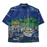 Unbranded Graphic Hawaiian Shirt - Large Blue Silk