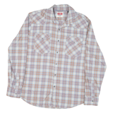 WRANGLER Mens Blue & Orange Checked Shirt L Long Sleeve Casual Workwear