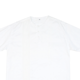 Mens White Henley Cotton Blend Shirt XL Casual Short Sleeve Pocket