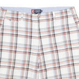 CHAPS Mens Shorts White & Orange Plaid Casual XL W36 Stylish Cotton Blend